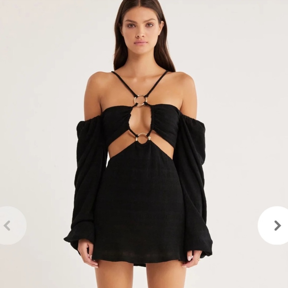 RUMER amoura Long sleeve mini dress black